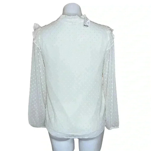 J.Crew V-neck ruffle sheer romantic blouse polka dot BC968  Twee new with tags - Picture 2 of 6